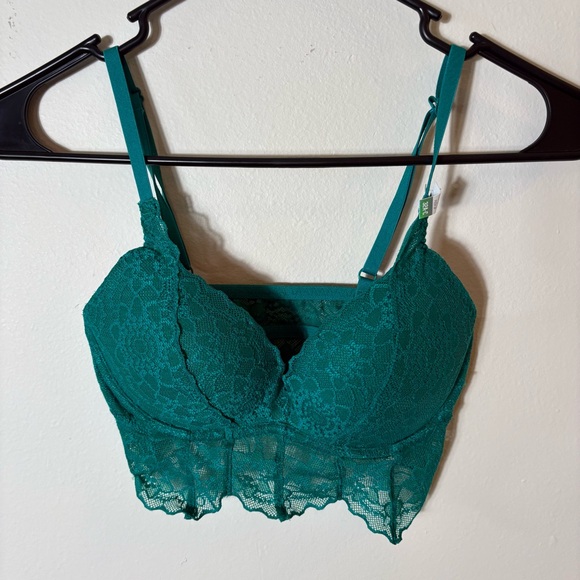 NWT Victoria’s Secret PINK Lace Push-Up Bralette Teal Green Size XS‎ - Picture 1 of 7